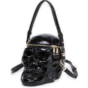 Men and Women PVC Skull Shaped Crossbody Shoulder Bag Handbag Gothic Halloween S